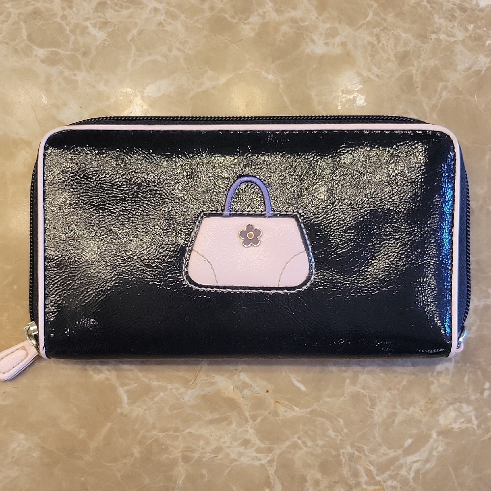 Adorable Rosetti Accessories Black & Pink Wallet with Patent Finish